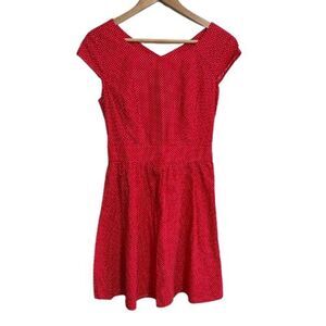 Retrolicious Dress M Red Polka Dot Rockabilly Cap Sleeve Open Back Knee Length